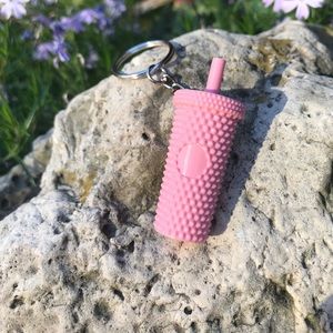 Pink Mini Studded Tumbler Keychain